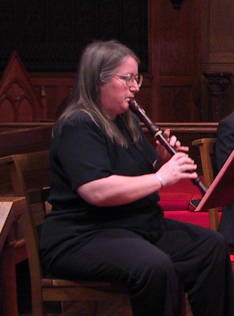 Susan Richter playing the alto recorder [The Wireless Consort Recorder Quartet concert at Christ Episcopal Church - Dallas, TX, March 28, 2004]