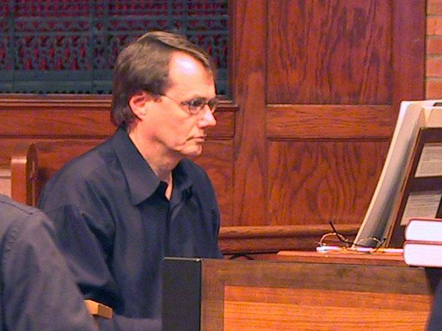 Rene Schmidt playing the harpsichord [The Wireless Consort Recorder Quartet concert at Christ Episcopal Church - Dallas, TX, March 28, 2004]